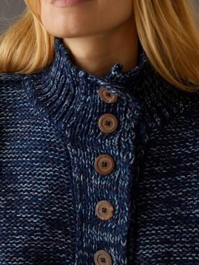 Pilcro Navy Marled Button-Front Cardigan